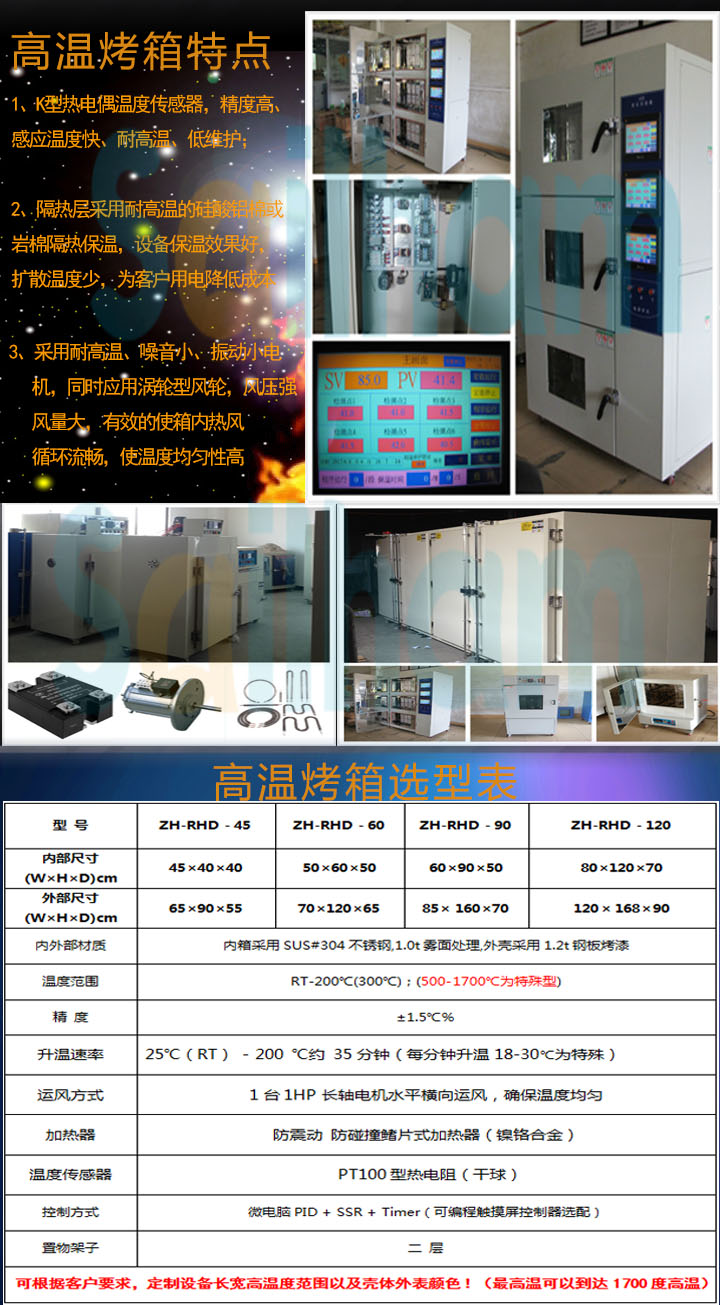 高溫烤箱參數表介紹